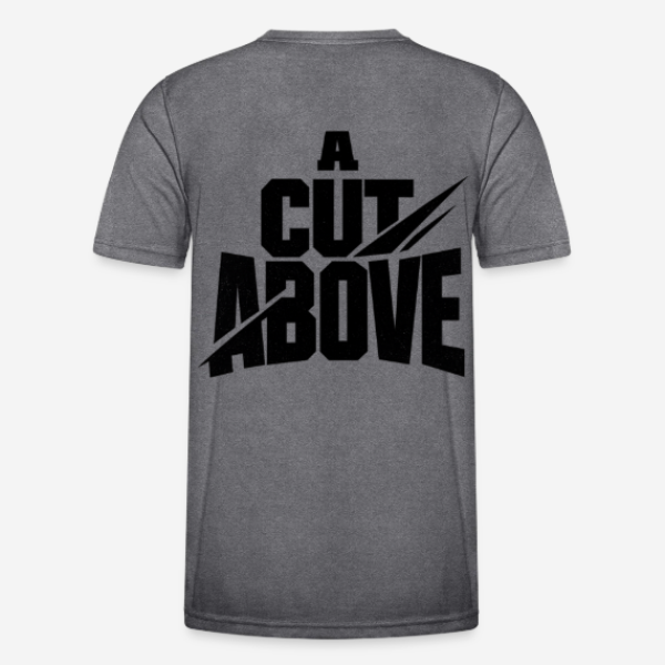 A CUT ABOVE Regular T-Shirt in grau mit Rückendruck